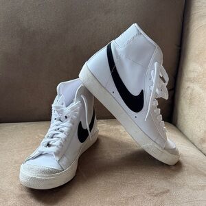 Nike White High-Tops with Black Logo